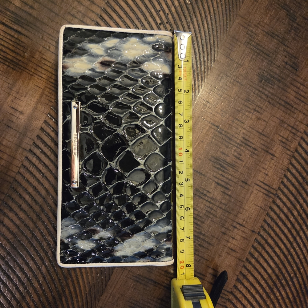 Brahmin Black and Cream Leather Snakeskin Wallet- Never Used